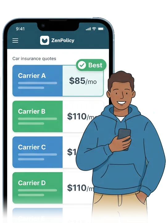 Person reviewing insurance quotes in ZenPolicy